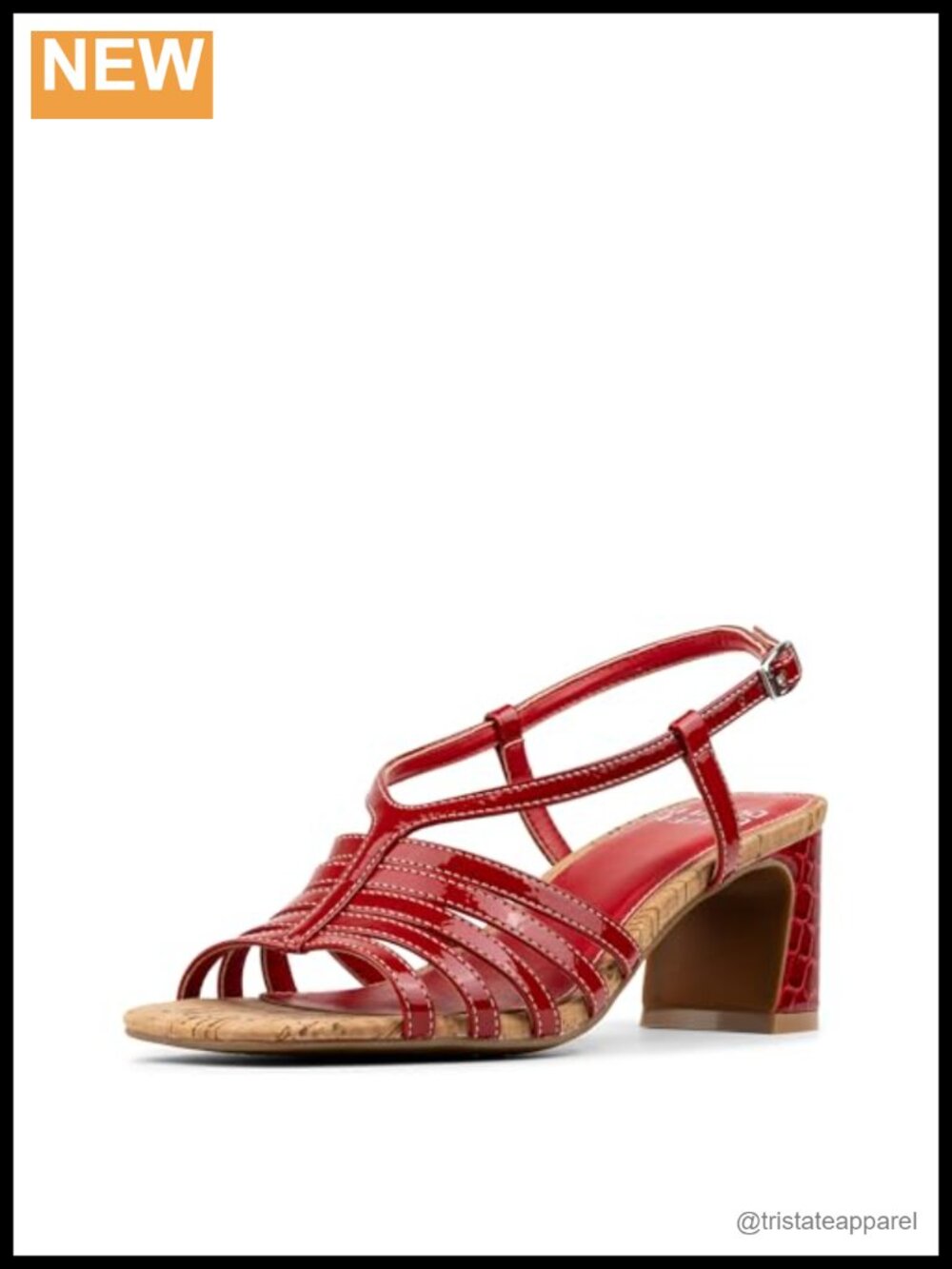 Strappy Slingback Heeled Sandals Faux Leather Block Heel Dressy